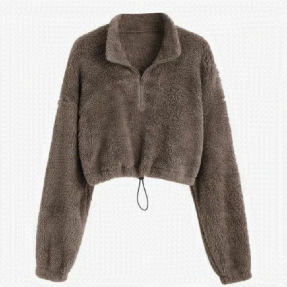 🌟nwt ZAFUL Half Zip Plush Cropped Sweatshirt🌟